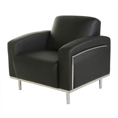 Image for SIENNA LOUNGE ONE SEATER CHROME FRAME PU BLACK from MOE Office Products Depot Mackay & Whitsundays