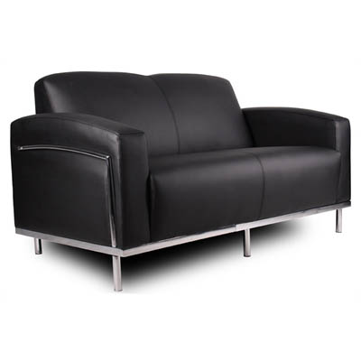 Image for SIENNA LOUNGE TWO SEATER CHROME FRAME PU BLACK from MOE Office Products Depot Mackay & Whitsundays