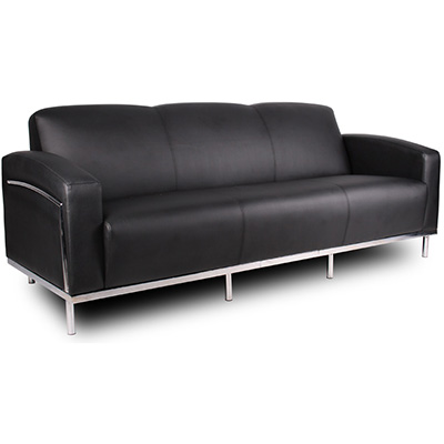 Image for SIENNA LOUNGE THREE SEATER CHROME FRAME PU BLACK from Office Products Depot Gold Coast