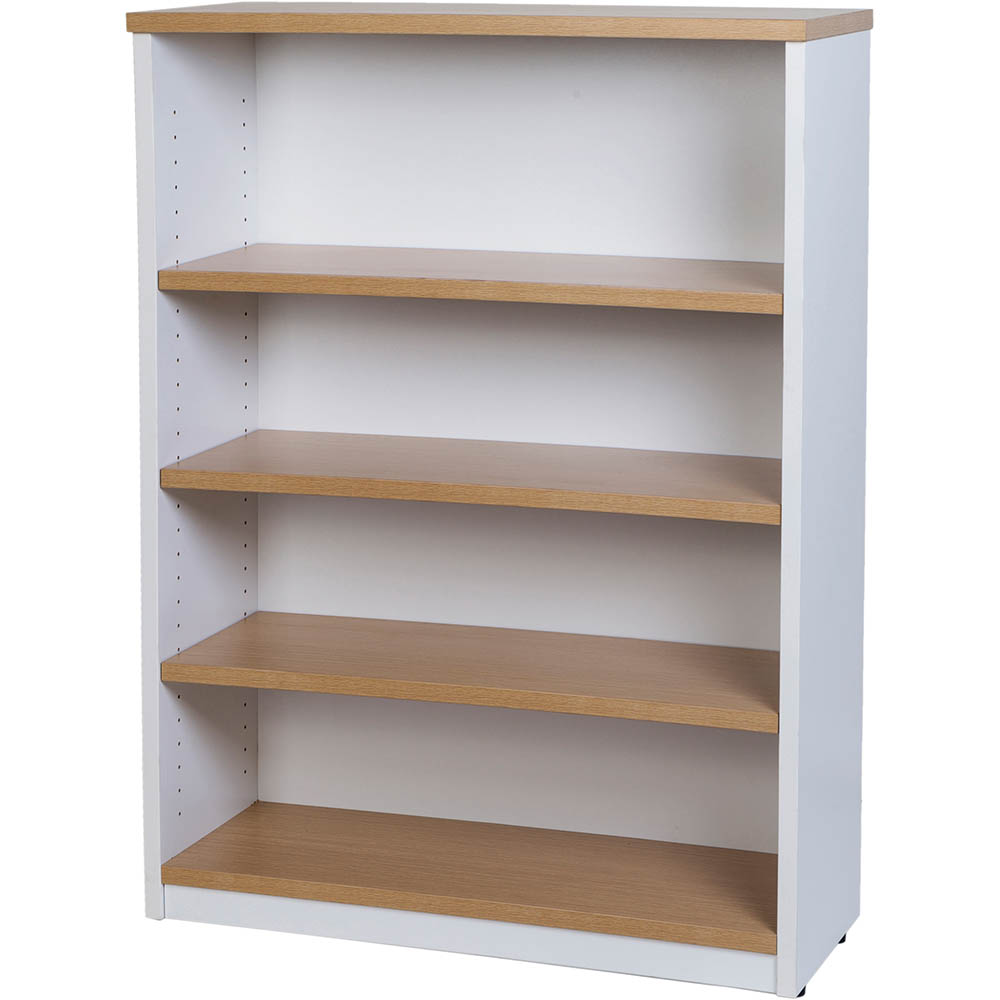 Image for OXLEY BOOKCASE 4 SHELF 900 X 315 X 1200MM OAK/WHITE from MOE Office Products Depot Mackay & Whitsundays