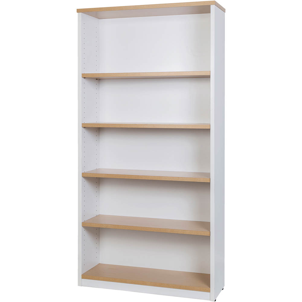 Image for OXLEY BOOKCASE 5 SHELF 900 X 315 X 1800MM OAK/WHITE from Office Products Depot