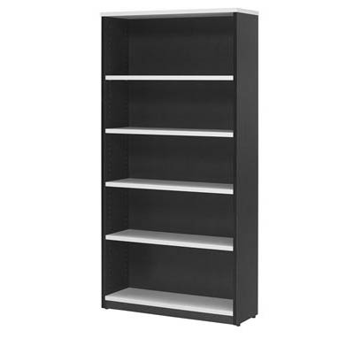Image for OXLEY BOOKCASE 5 SHELF 900 X 315 X 1800MM WHITE/IRONSTONE from MOE Office Products Depot Mackay & Whitsundays