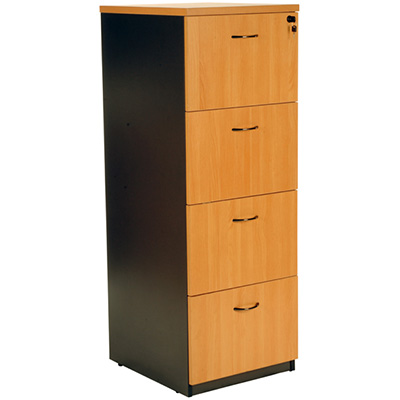 Image for OXLEY FILING CABINET 4 DRAWER 476 X 550 X 1339MM BEECH/IRONSTONE from MOE Office Products Depot Mackay & Whitsundays