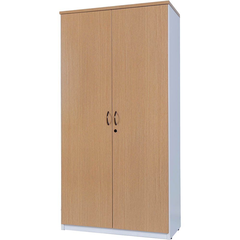 Image for OXLEY FULL DOOR STORAGE CUPBOARD 900 X 450 X 1800MM OAK/WHITE from Ross Office Supplies Office Products Depot