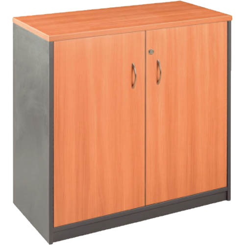 Image for OXLEY STATIONERY CUPBOARD 900 X 900 X 450MM BEECH/IRONSTONE from Ross Office Supplies Office Products Depot