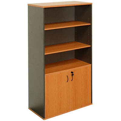 Image for OXLEY HALF DOOR STATIONERY CUPBOARD 900 X 450 X 1800MM BEECH/IRONSTONE from Office Products Depot