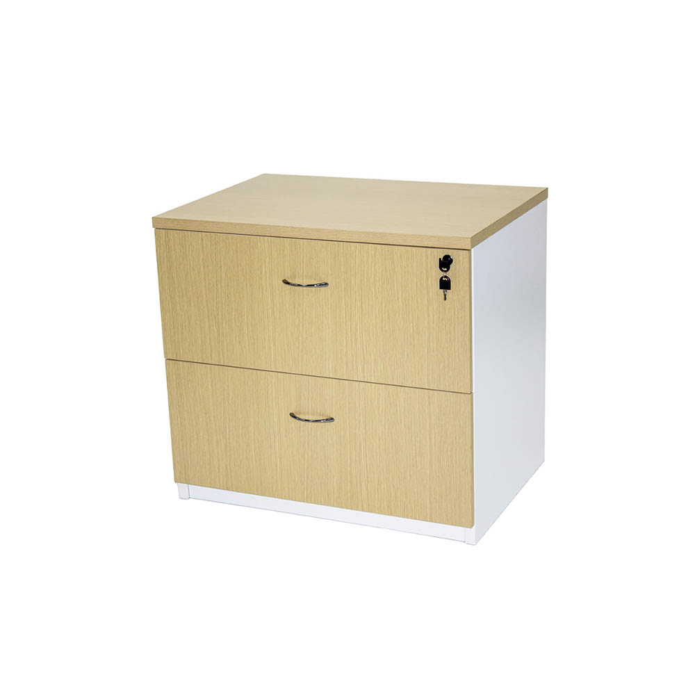 Image for OXLEY LATERAL FILE CABINET LOCKABLE 780 X 560 X 750MM OAK/WHITE from Ross Office Supplies Office Products Depot