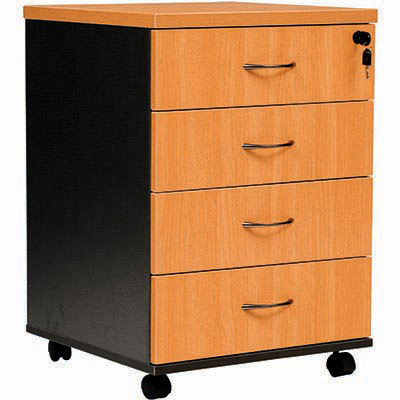 Image for OXLEY MOBILE PEDESTAL 4-DRAWER LOCKABLE BEECH/IRONSTONE from Margaret River Office Products Depot