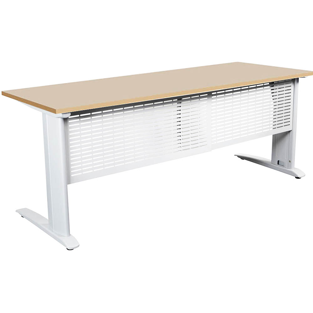 Image for SUMMIT OPEN DESK WITH METAL C-LEGS 1500 X 750MM BEECH/WHITE from Ross Office Supplies Office Products Depot