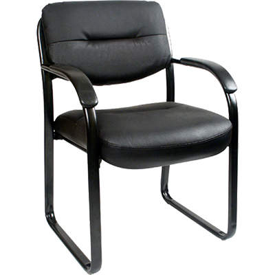 Image for YS DESIGN CLIENT VISITOR CHAIR MEDIUM BACK ARMS PU BLACK from Ross Office Supplies Office Products Depot