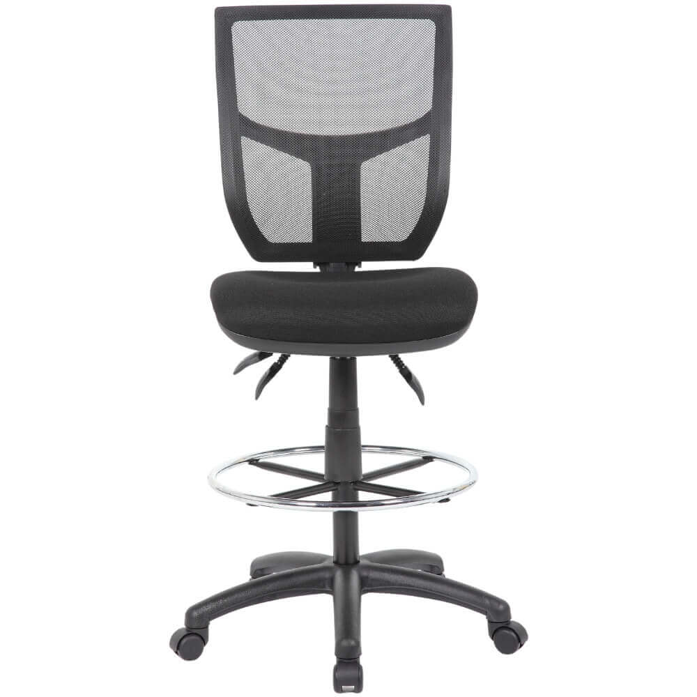 Image for YS DESIGN HALO DRAFTING CHAIR WITH DRAFTING KIT HIGH MESH BACK BLACK from Barkers Rubber Stamps & Office Products Depot