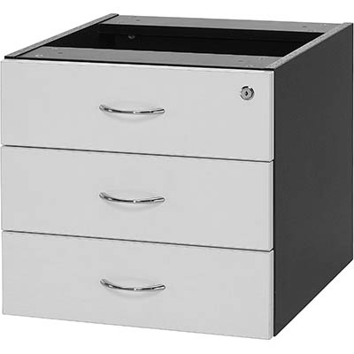 Image for OXLEY FIXED DESK PEDESTAL 3-DRAWER LOCKABLE 450 X 476 X 470MM WHITE/IRONSTONE from Ross Office Supplies Office Products Depot