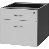 oxley fixed desk pedestal 2-drawer lockable 450 x 476 x 470mm white/ironstone