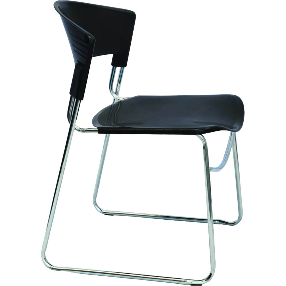 Image for RAPIDLINE ZOLA CHAIR PLASTIC STACKING LINKING CHROME FRAME BLACK from Barkers Rubber Stamps & Office Products Depot