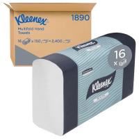kleenex 1890 multifold hand towel, white, 24cm x 23.3cm, 150 towels/pack, 16