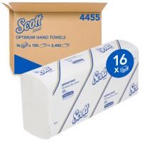 scott 4455 optimum hand towel white 24cm x 24cm carton 16