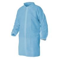 calibre biodegradable disposable polypropylene lab coat no pocket medium blue (100/ctn)