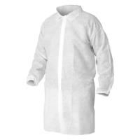 calibre biodegradable disposable polypropylene lab coat no pocket medium white (100/ctn)