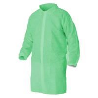 calibre biodegradable disposable polypropylene lab coat no pocket large green (100/ctn)
