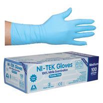 Image for NI TEK PREMIUM NITRILE GLOVES LONG CUFF POWDER FREE MEDIUM BOX 100 from Office Products Depot Gold Coast