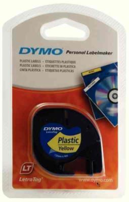 Image for DYMO 91202 LETRATAG LABELLING TAPE 12MM X 4M PLASTIC YELLOW from Office Business Office Products Depot