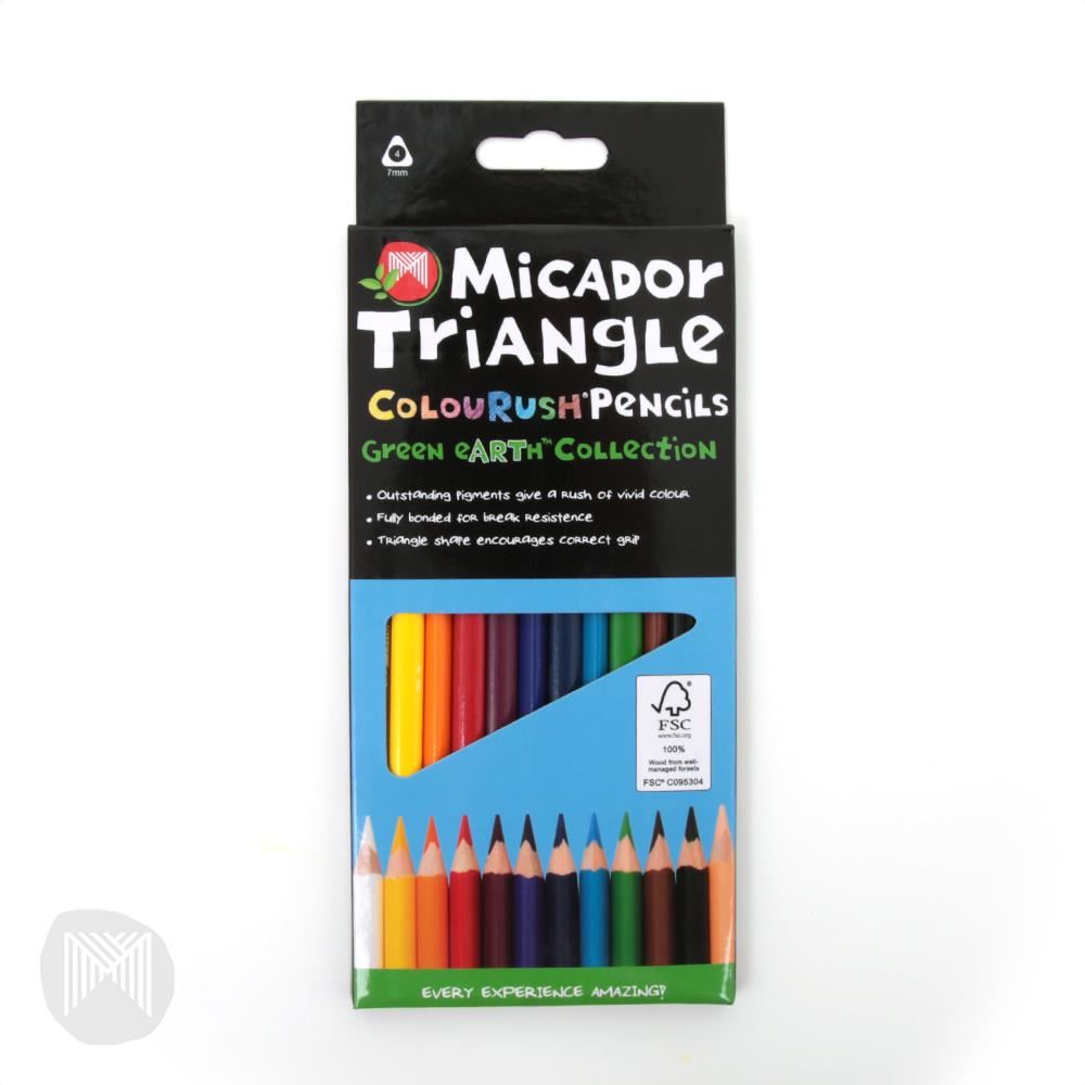 Image for MICADOR COLOURUSH TRIANGLE PENCILS FSC PURE PACK 12 from Ross Office Supplies Office Products Depot