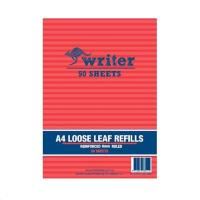 writer loose leaf refills 8mm ruled 57gsm a4 50 sheet