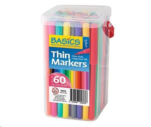Image for BASICS THIN MARKERS ASST 60'S from Ross Office Supplies Office Products Depot