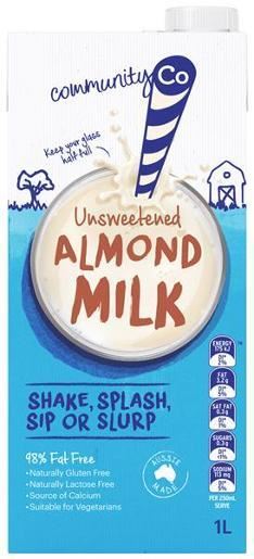 Image for COMMUNITY CO UNSWEETENED ALMOND MILK 1 LITRE from MOE Office Products Depot Mackay & Whitsundays