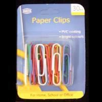 glidon clips/paper clips coloured giant 50mm vinyl coated (30)