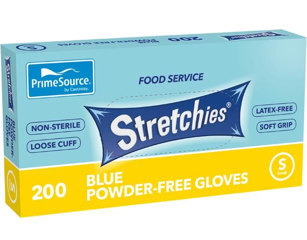 Image for DISPOSABLE ELASTIC GLOVES SMALL STRETCHIES LATEX FREE POWDER FREE BLUE BOX 200 from MOE Office Products Depot Mackay & Whitsundays