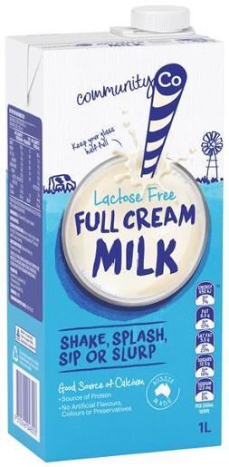 Image for COMMUNITY UHT MILK FULL CREAM LACTOSE FREE 1 LITRE from MOE Office Products Depot Mackay & Whitsundays