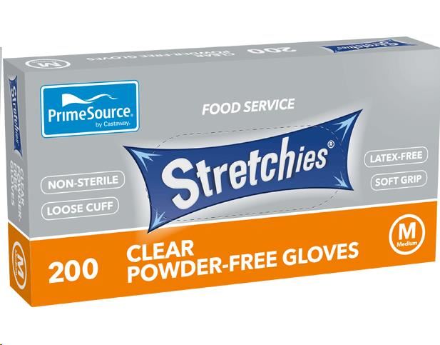 Image for DISPOSABLE ELASTIC GLOVES MEDIUM STRETCHIES LATEX FREE POWDER FREE CLEAR BOX 200 from MOE Office Products Depot Mackay & Whitsundays