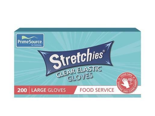 Image for DISPOSABLE ELASTIC GLOVES LARGE STRETCHIES LATEX FREE POWDER FREE CLEAR BOX 200 from MOE Office Products Depot Mackay & Whitsundays