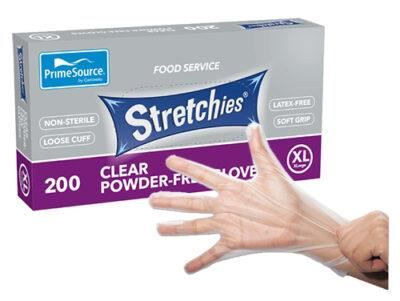 Image for DISPOSABLE ELASTIC GLOVES EXTRA LARGE STRETCHIES LATEX FREE POWDER FREE CLEAR BOX 200 from MOE Office Products Depot Mackay & Whitsundays