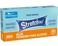 disposable elastic gloves medium stretchies latex free powder free blue box 200